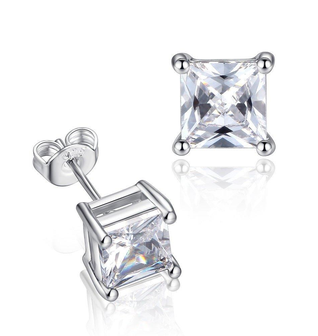 Half Carat Princess Cut Cubic Zirconia Stud Earrings