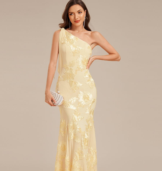 Flowing Ribbon Mesh Mermaid Formal Dress