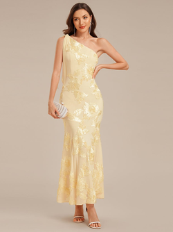 Flowing Ribbon Mesh Mermaid Formal Dress