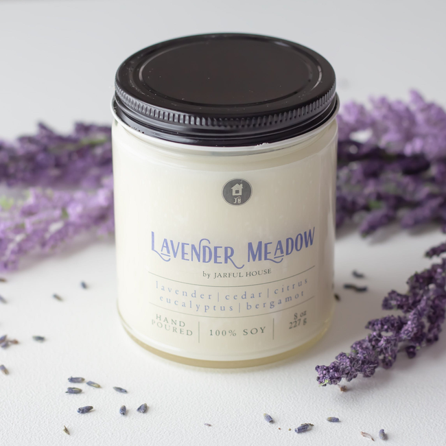 Lavender Meadow Soy Candle | Calming Candle Citrus + Eucalytus + Camphore + Dried Lavender - 8 oz.-gallery-28906682384454