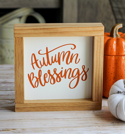 Fall Decor | Autumn Blessings Sign | Rustic Framed Wall Sign
