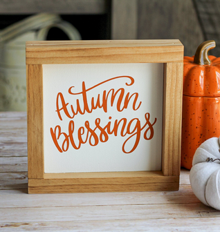 Fall Decor | Autumn Blessings Sign | Rustic Framed Wall Sign