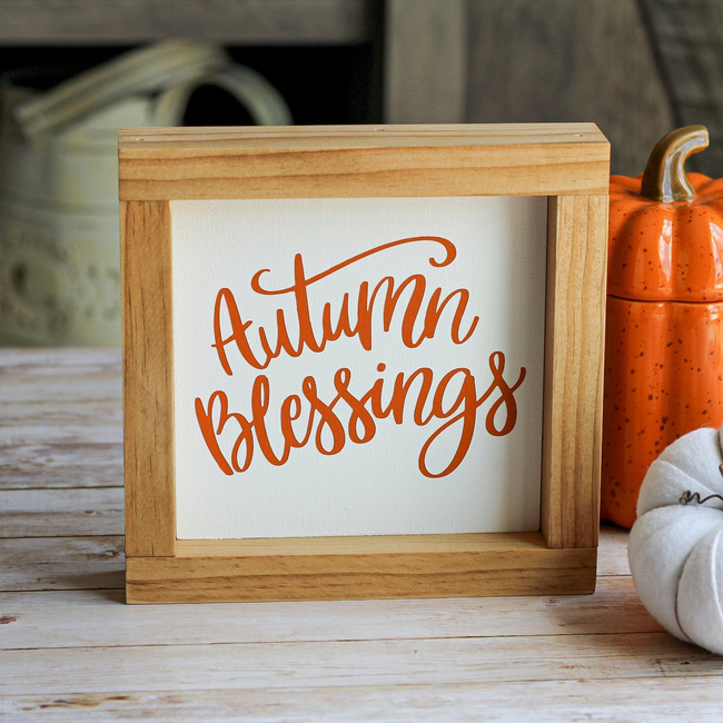 Fall Decor | Autumn Blessings Sign | Rustic Framed Wall Sign-gallery-11371937693731
