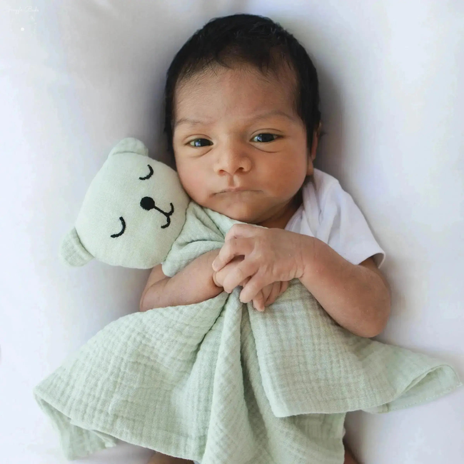 100% Muslin Cotton Comfort Blanket (Lovey) – Oat, Cream & Mint-gallery-47380147732713