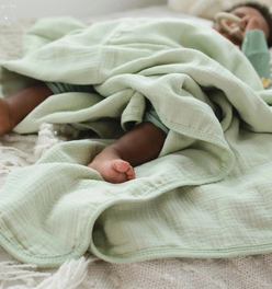 100% Muslin Cotton Blanket – Sage Green Solid (Available in Two Sizes)
