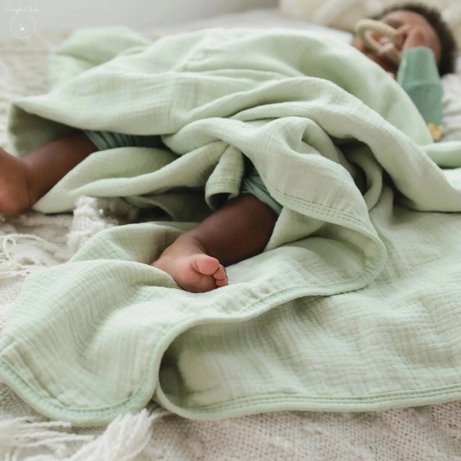 100% Muslin Cotton Blanket – Sage Green Solid (Available in Two Sizes)-gallery-46906245513449