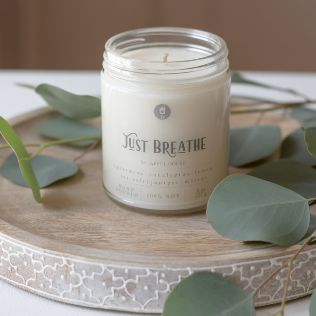 Just Breathe Soy Candle | Eucalyptus + Spearmint + Lemon + Sea Salt + Juniper - 8 oz.-gallery-29204530495558