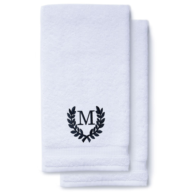 Navy Blue Initial Premium Hand Towel Roman 16 X 30 Inch, Set of 2-gallery-46194570100995
