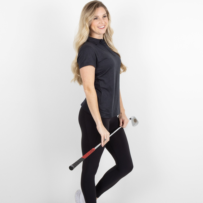 Women's Gamer Polo - Black Heather-gallery-44847186673889