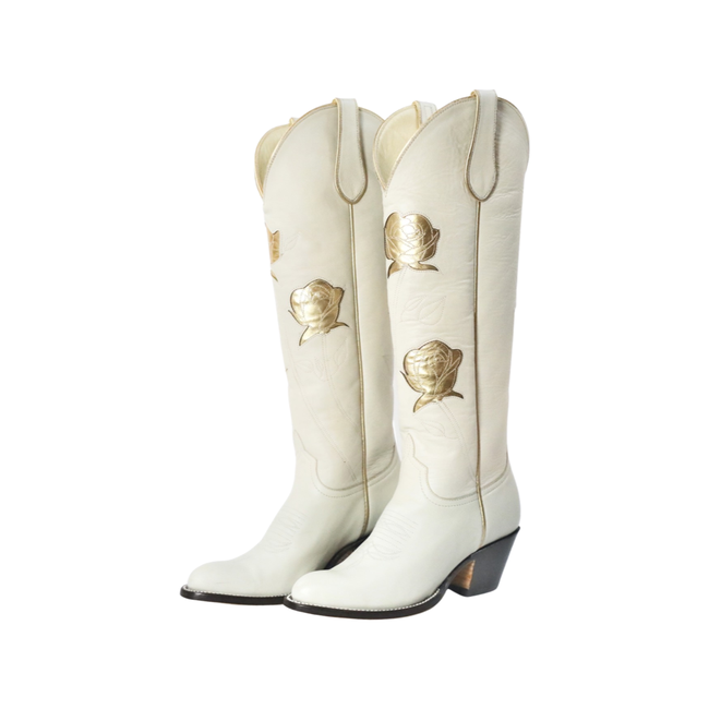San Antonio Rose Cream + Gold Women's Cowboy Boot-gallery-35218463326389