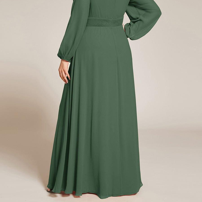 pretty CELESTE|Plus Size See-Through Puff Sleeve Chiffon Mother Dress-gallery-32814808760394
