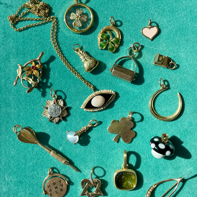 Vintage yellow 14K gold star of david heart charm-gallery-51514956251451