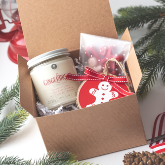 Christmas Candle Gift Bundle Set | Gift Bundle Gingerbread Candle + Gingerbread Ornament + Mini Wax 