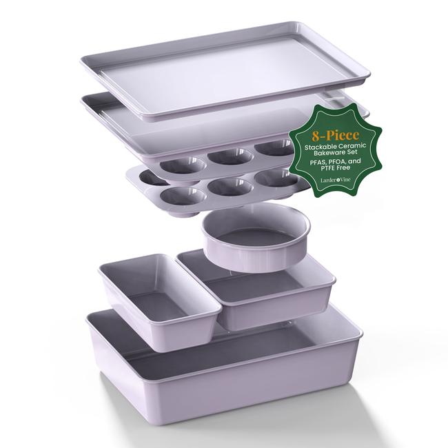 8-Piece Stackable Ceramic Bakeware Set-gallery-53351567622516