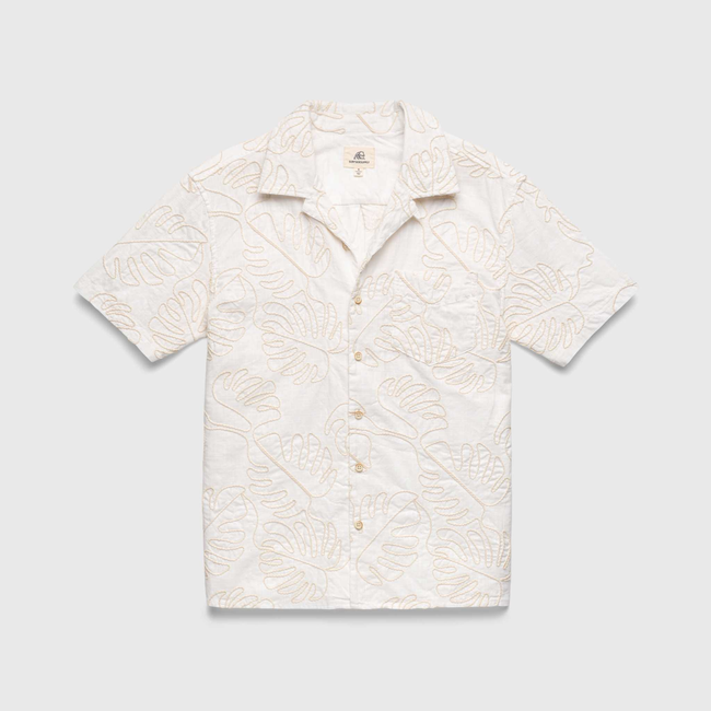 Mariner Leaf Camp Collar Shirt - White-gallery-47041088127234