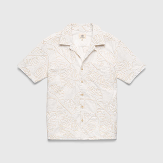 Mariner Leaf Camp Collar Shirt - White