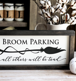 Halloween Decor | Broom Parking Sign | Spooky Wall Decor