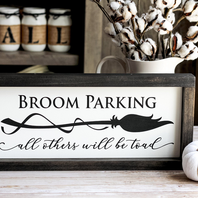 Halloween Decor | Broom Parking Sign | Spooky Wall Decor-gallery-11371937005603
