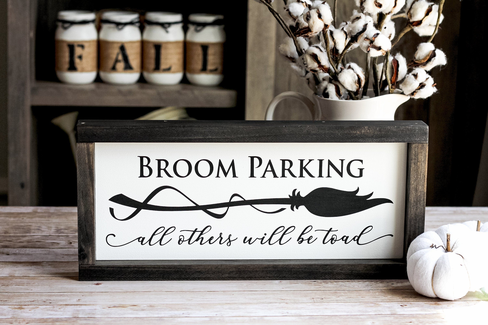 Halloween Decor | Broom Parking Sign | Spooky Wall Decor