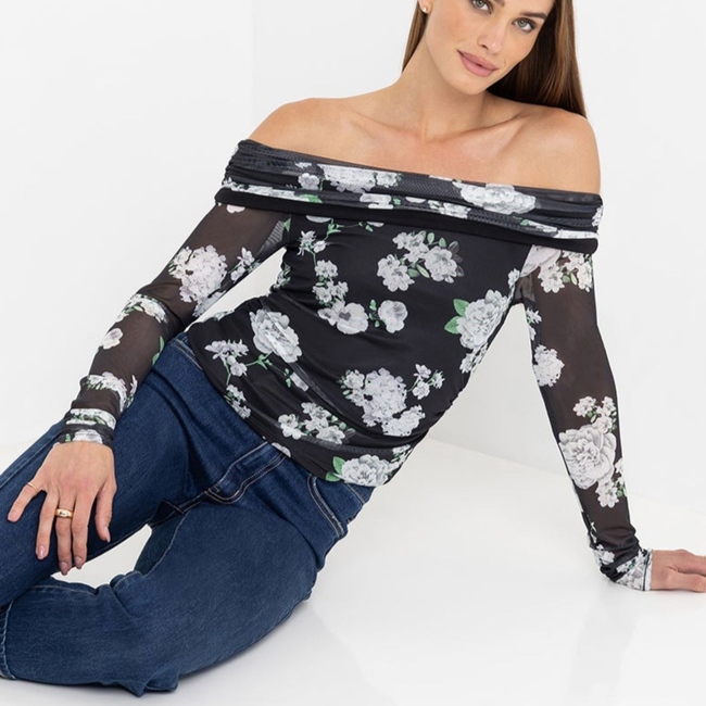 Romeo Floral Mesh Top-gallery-44946126897402