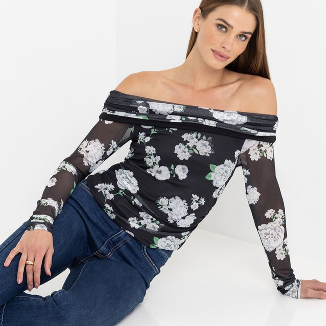 Romeo Floral Mesh Top-gallery-44946126897402