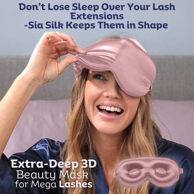 Sia Silk® Sleep Mask with extra deep eye cups for long lashes - Dusty Rose-gallery-41923394175233