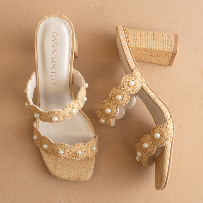The Helena | Natural Raffia Resort Block Heel Sandal with Pearl Details-gallery-42229787230385