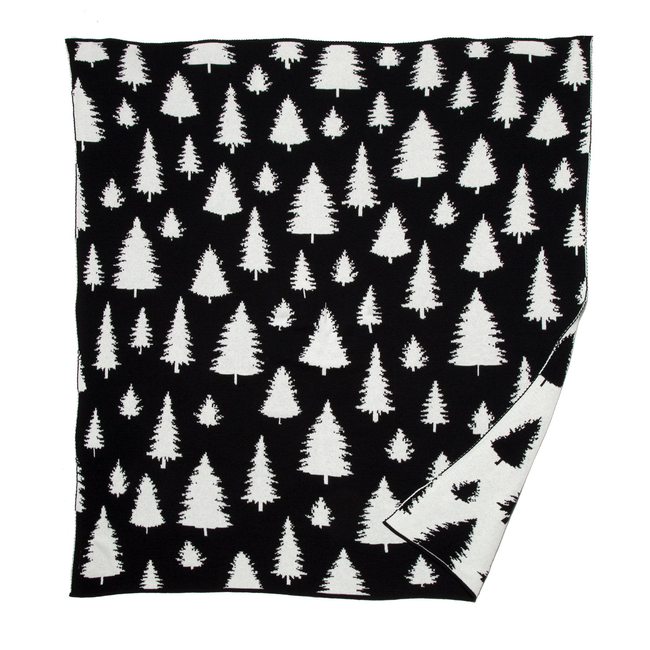 Fir Trees Reversible Throw Blanket-gallery-46682906198307