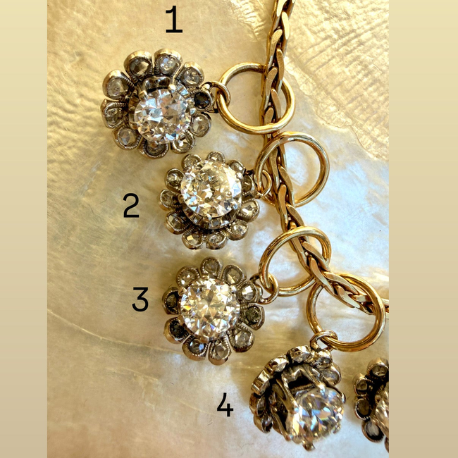 Antique 18K gold diamond flower charms-gallery-57278888968507