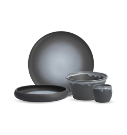 Collection No. 1  16pc Dinnerware Set (Charcoal and White)