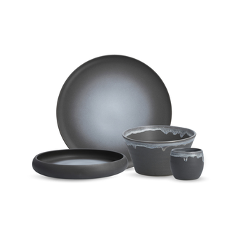 Collection No. 1  16pc Dinnerware Set (Charcoal and White)