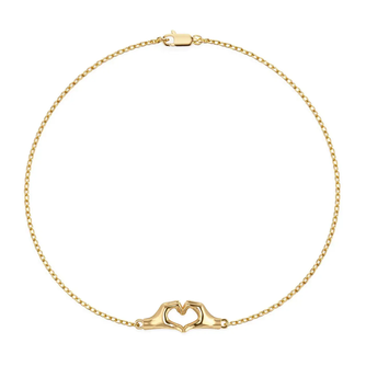 14k Gold Millennial Heart Hands Bracelet