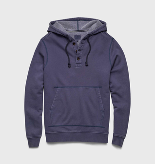 Johnny Vintage Wash Button Hoodie - Oceana Blue