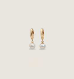 Round Pearl Huggie Earrings