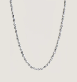 Petite Puffed Mariner Chain Necklace Silver