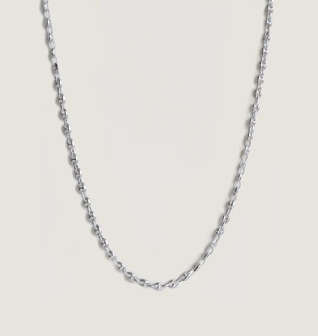 Petite Puffed Mariner Chain Necklace Silver