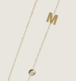 Asymmetrical Single Initial Necklace Diamond