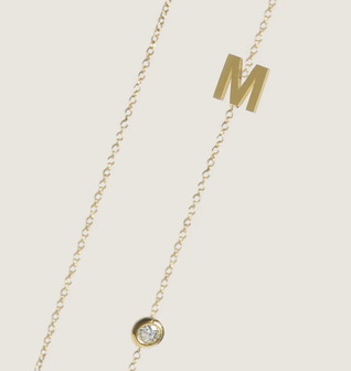 Asymmetrical Single Initial Necklace Diamond