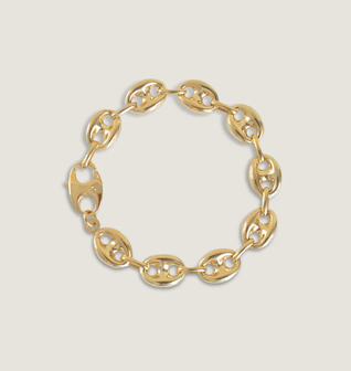 Puffed Mariner Chain Bracelet Gold
