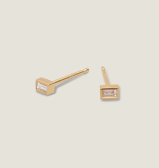 Naomi Baguette Stud Earrings Diamond