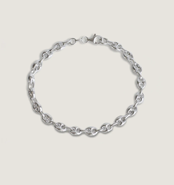 Petite Puffed Mariner Chain Bracelet Silver