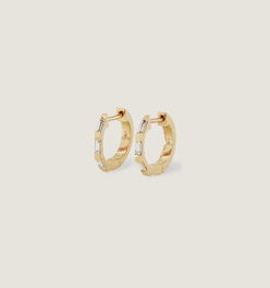 Ellie Baguette Huggie Earrings Diamond