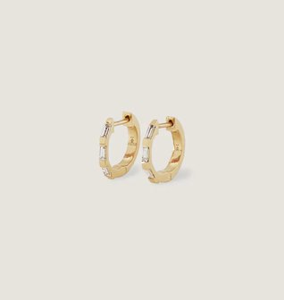 Ellie Baguette Huggie Earrings Diamond