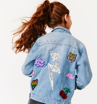 Lighting Bolt Studded Denim Jacket