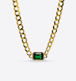 Bezel-Set Sapphire Curb Chain Necklace