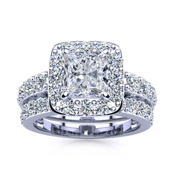 2023 Most Popular Engagement Rings 2 1/4 Carat Princess Halo Diamond Bridal Set in 14k White Gold