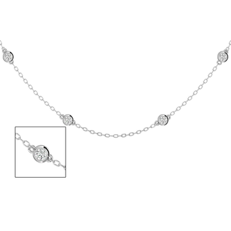 14 Karat White Gold 1 Carat Diamonds By The Yard Necklace, 16-18 Inches