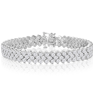 12 Carat Three Row Diamond Tennis Bracelet In 14 Karat White Gold