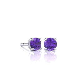 1/2 Carat Round Shape Amethyst Stud Earrings In Sterling Silver - For Daughter!
