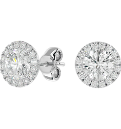 2.50 Carat Fiery Moissanite Halo Earrings Crafted In Solid 14K White Gold